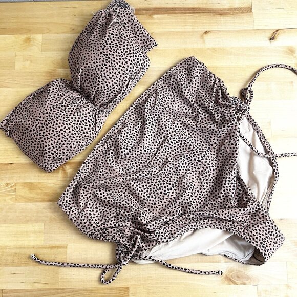 A Pea In The Pod Maternity Swimsuit Animal Print Convertible Two Piece Large NEW - Picture 1 of 5